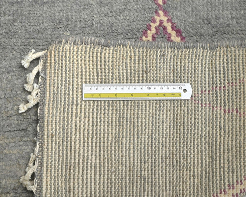 10 Feet Moroccan Gray Hand Woven Wool Runner Rug